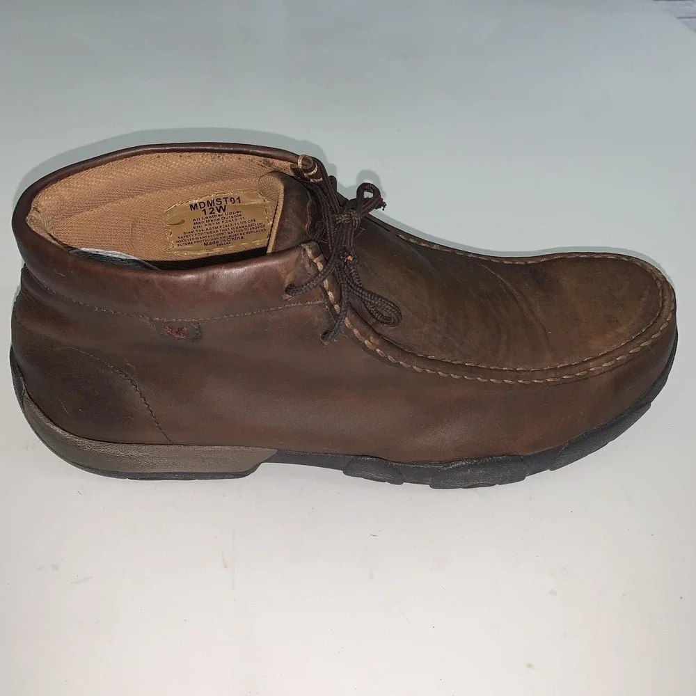 Twisted X Boots Mens Size 12W Brown Leather Chukka Ankle Steel Toe Work MDMST01
